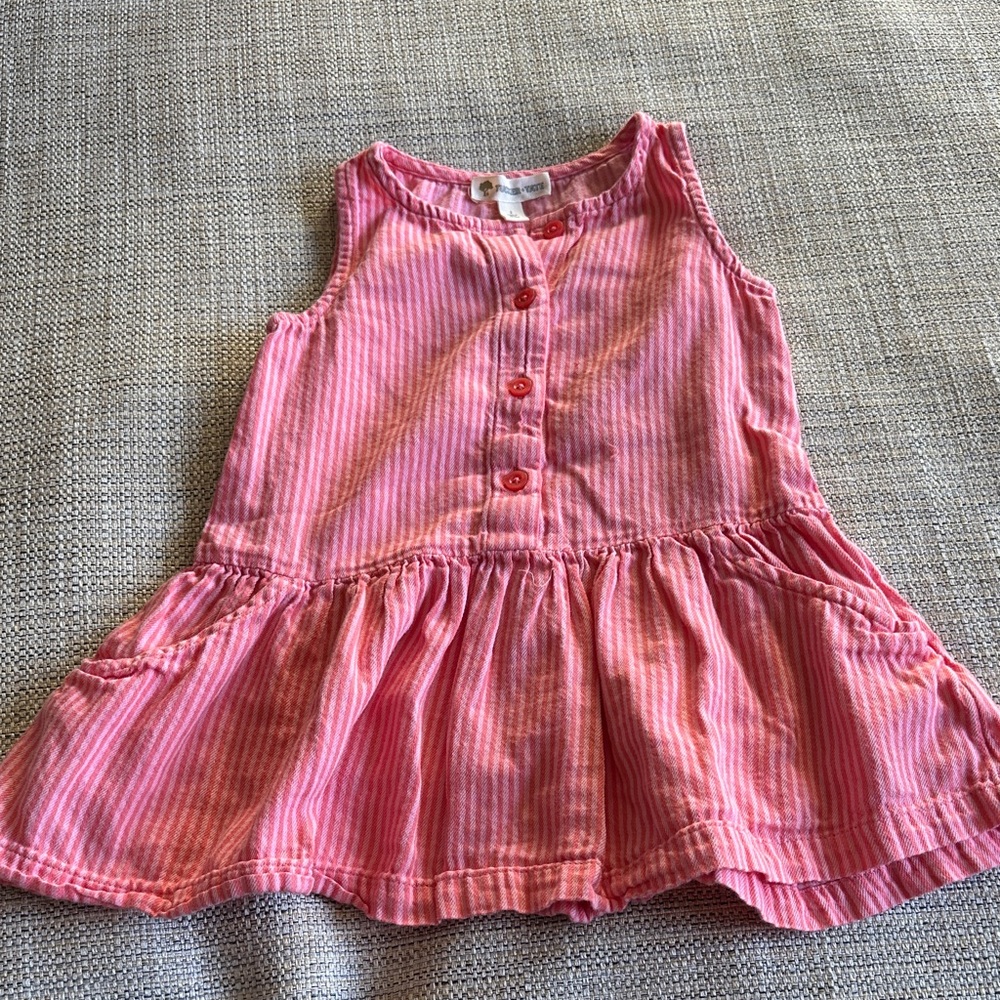 Tucker + Tate Pink and White Striped Button Dress